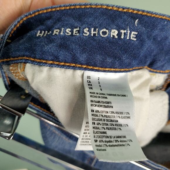 American Eagle Outfitters AEO Hi-Rise Shortie Distressed Jean Shorts Size 2 - Picture 4 of 7